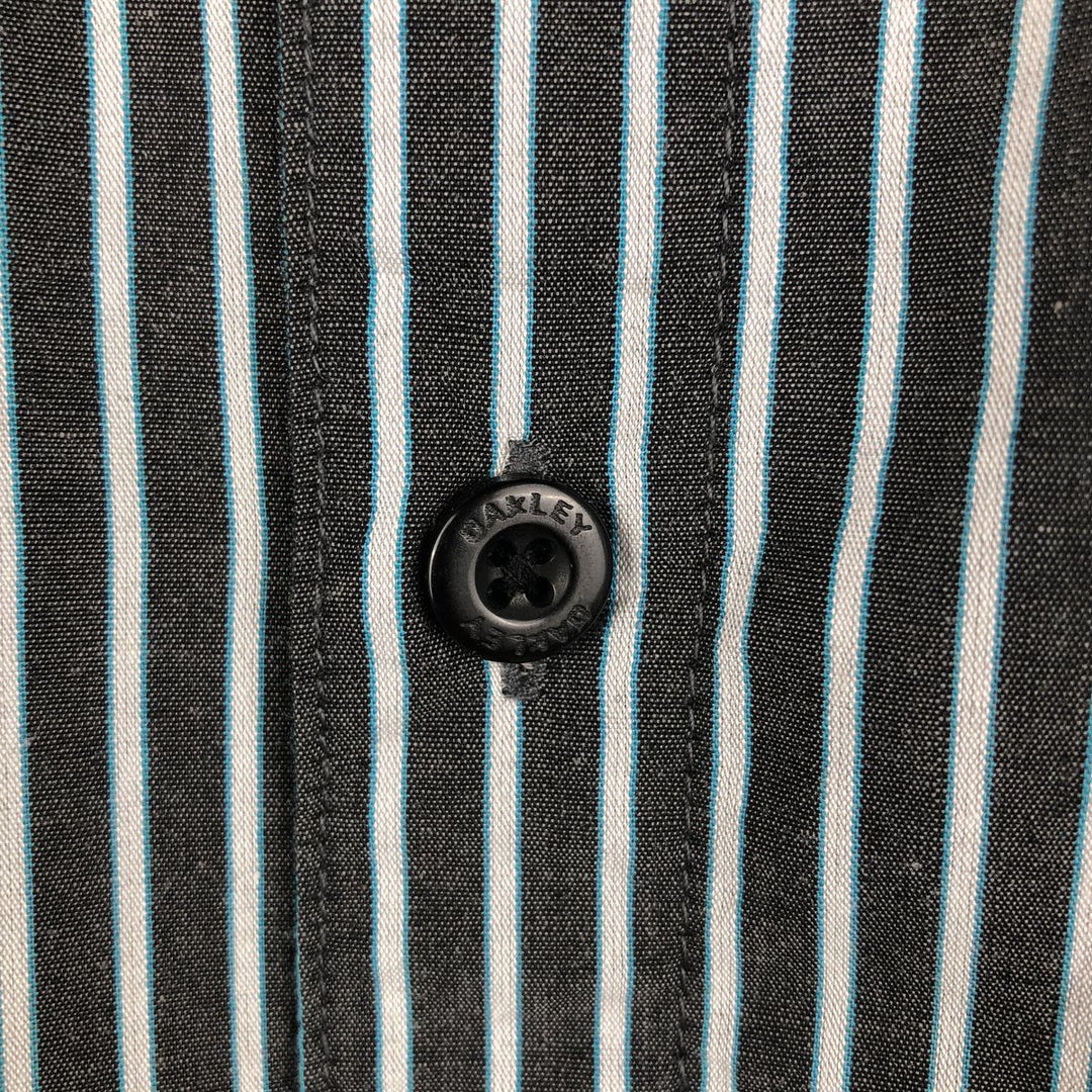 Oakley Short Sleeve Cotton Striped Shirt, Men's XL cotton Charcoal Vintage Second Hand