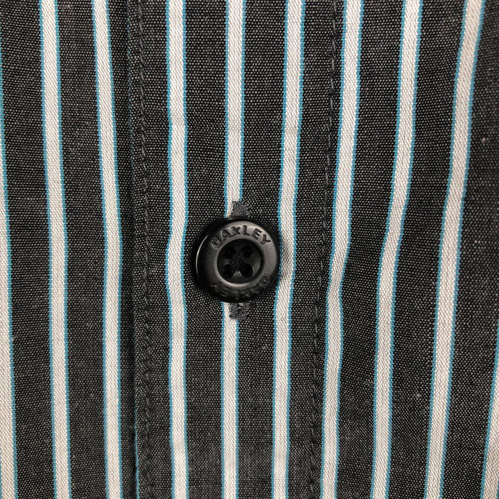 Oakley Short Sleeve Cotton Striped Shirt, Men's XL cotton Charcoal Vintage Second Hand