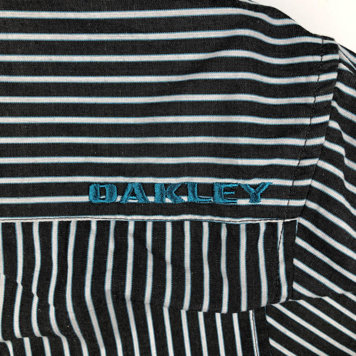Oakley Short Sleeve Cotton Striped Shirt, Men's XL cotton Charcoal Vintage Second Hand