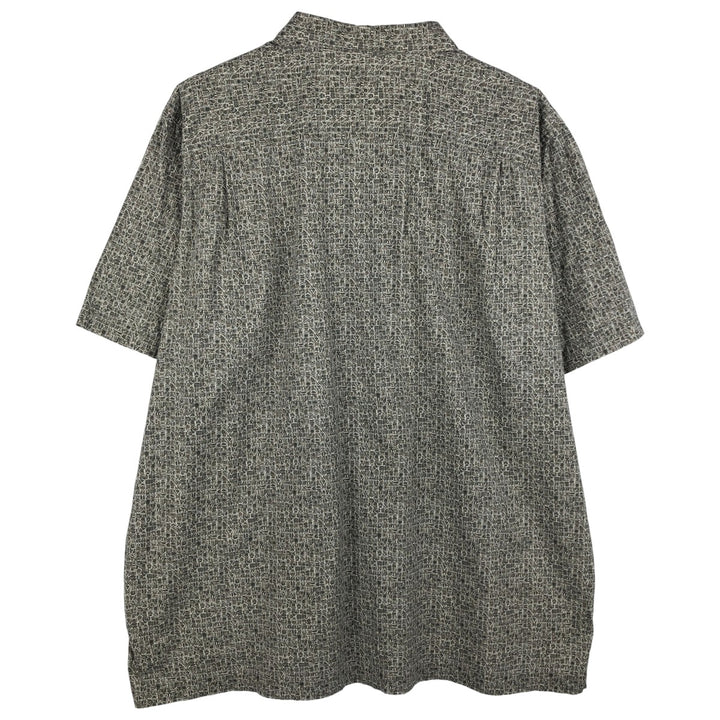 90s-00'S LL Bean all-over print short-sleeved open-collar cotton box shirt, men's size XL, vintage cotton Khaki type sage green Vintage Second Hand
