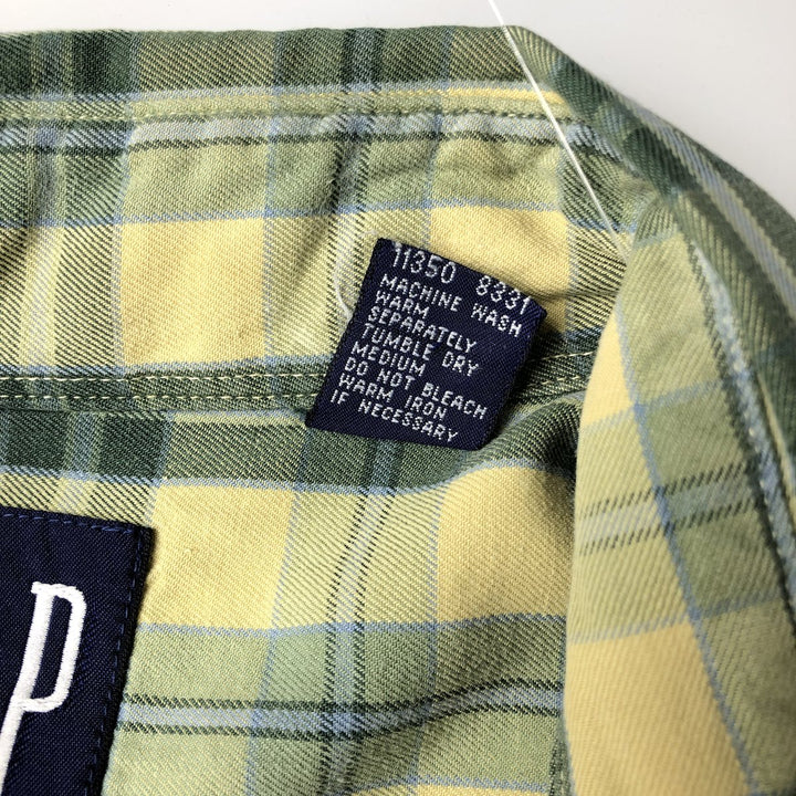 90'S GAP Vintage Long Sleeve Button-Down Check Shirt, Men's XL cotton lemon yellow Vintage Second Hand