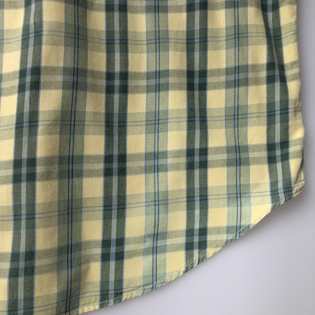 90'S GAP Vintage Long Sleeve Button-Down Check Shirt, Men's XL cotton lemon yellow Vintage Second Hand