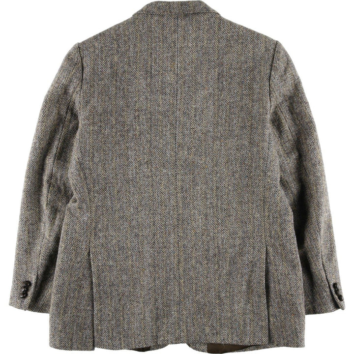 Harris Tweed Collared Herringbone Wool Tailored Jacket, Made in England, Men's Size L wool gray type Vintage Second Hand