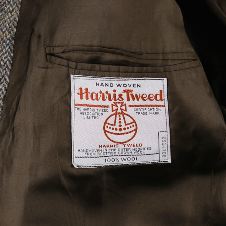 Harris Tweed Collared Herringbone Wool Tailored Jacket, Made in England, Men's Size L wool gray type Vintage Second Hand