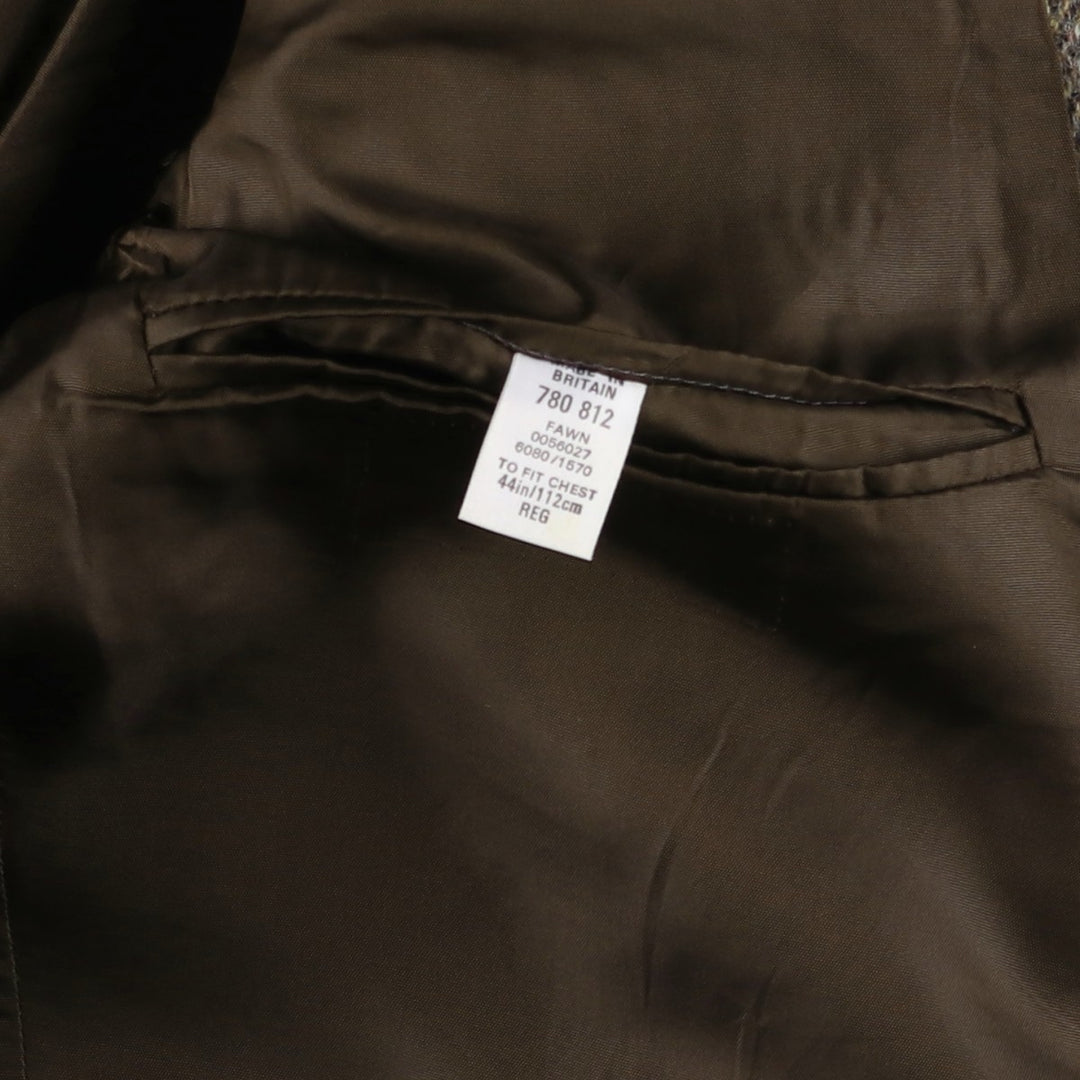 Harris Tweed Collared Herringbone Wool Tailored Jacket, Made in England, Men's Size L wool gray type Vintage Second Hand