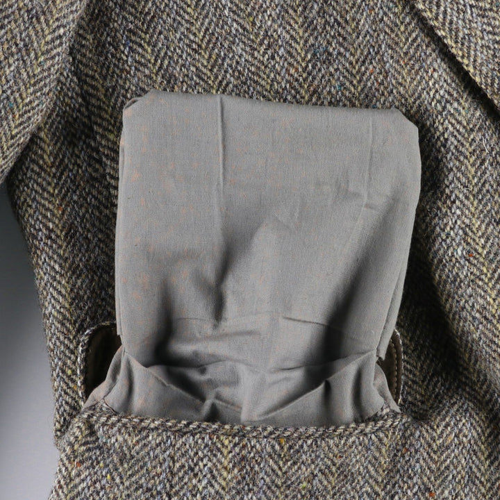 Harris Tweed Collared Herringbone Wool Tailored Jacket, Made in England, Men's Size L wool gray type Vintage Second Hand