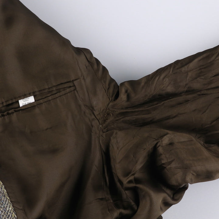 Harris Tweed Collared Herringbone Wool Tailored Jacket, Made in England, Men's Size L wool gray type Vintage Second Hand