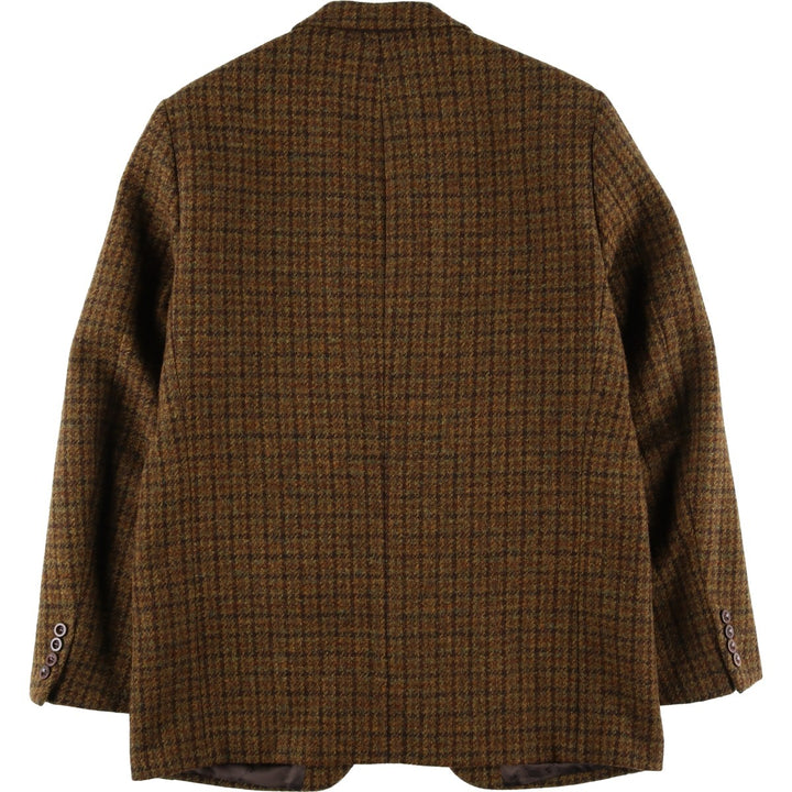 Walbusch Harris Tweed Check Pattern Houndstooth Pattern Wool Tailored Jacket, Men's Size L wool Khaki type brown Vintage Second Hand