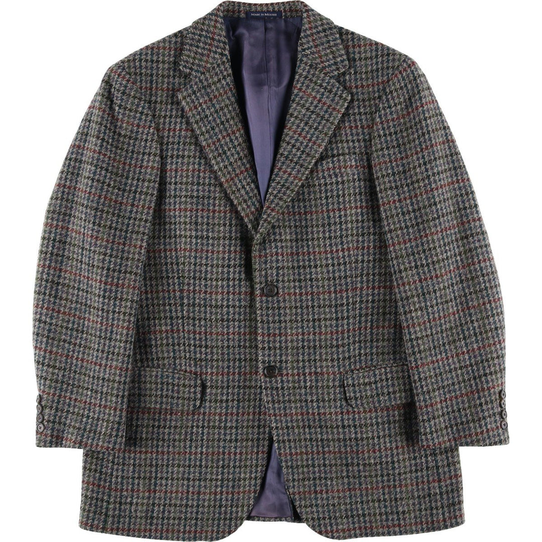 LANDS' END Harris Tweed Check Pattern Houndstooth Pattern Wool Tailored Jacket, Men's Size Medium wool gray type Vintage Second Hand