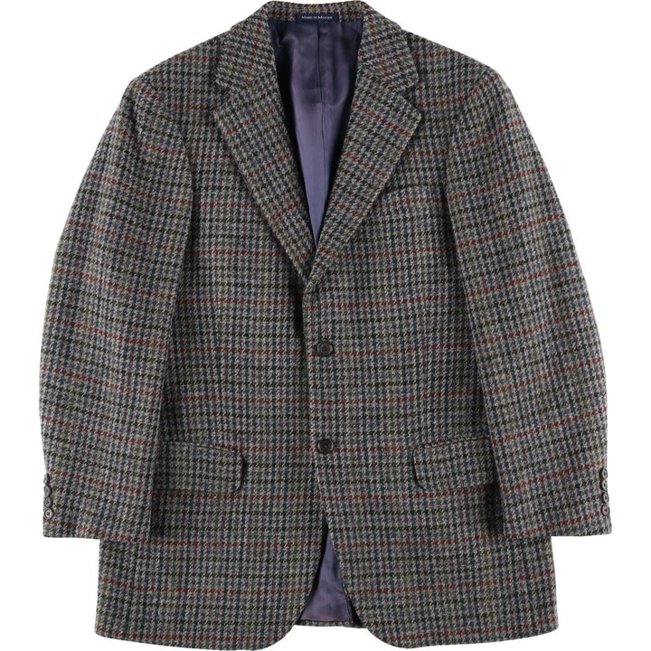 LANDS' END Harris Tweed Check Pattern Houndstooth Pattern Wool Tailored Jacket, Men's Size Medium wool gray type Vintage Second Hand