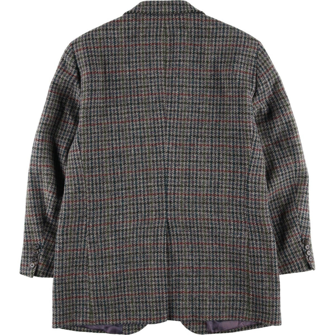 LANDS' END Harris Tweed Check Pattern Houndstooth Pattern Wool Tailored Jacket, Men's Size Medium wool gray type Vintage Second Hand