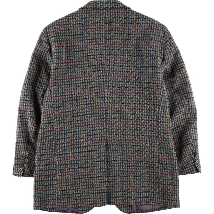 LANDS' END Harris Tweed Check Pattern Houndstooth Pattern Wool Tailored Jacket, Men's Size Medium wool gray type Vintage Second Hand