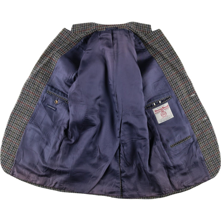 LANDS' END Harris Tweed Check Pattern Houndstooth Pattern Wool Tailored Jacket, Men's Size Medium wool gray type Vintage Second Hand