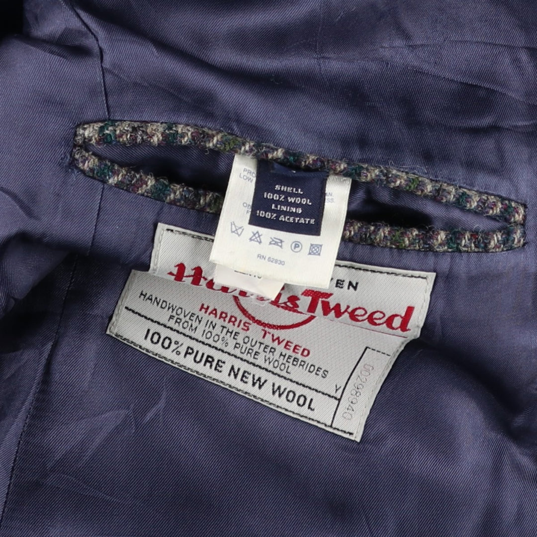 LANDS' END Harris Tweed Check Pattern Houndstooth Pattern Wool Tailored Jacket, Men's Size Medium wool gray type Vintage Second Hand