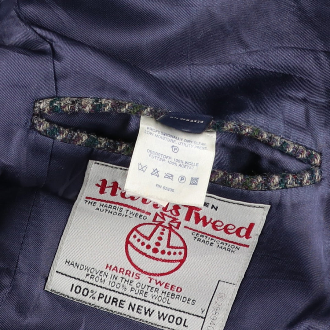 LANDS' END Harris Tweed Check Pattern Houndstooth Pattern Wool Tailored Jacket, Men's Size Medium wool gray type Vintage Second Hand