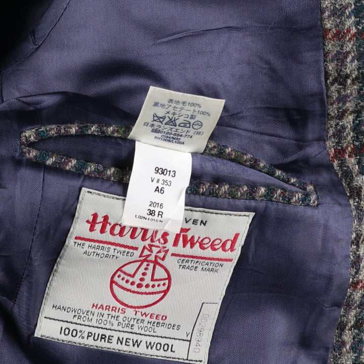 LANDS' END Harris Tweed Check Pattern Houndstooth Pattern Wool Tailored Jacket, Men's Size Medium wool gray type Vintage Second Hand