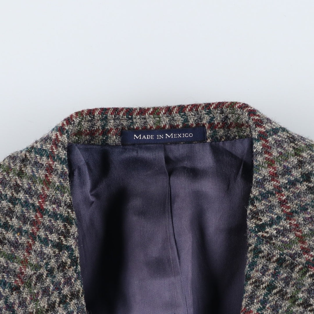 LANDS' END Harris Tweed Check Pattern Houndstooth Pattern Wool Tailored Jacket, Men's Size Medium wool gray type Vintage Second Hand