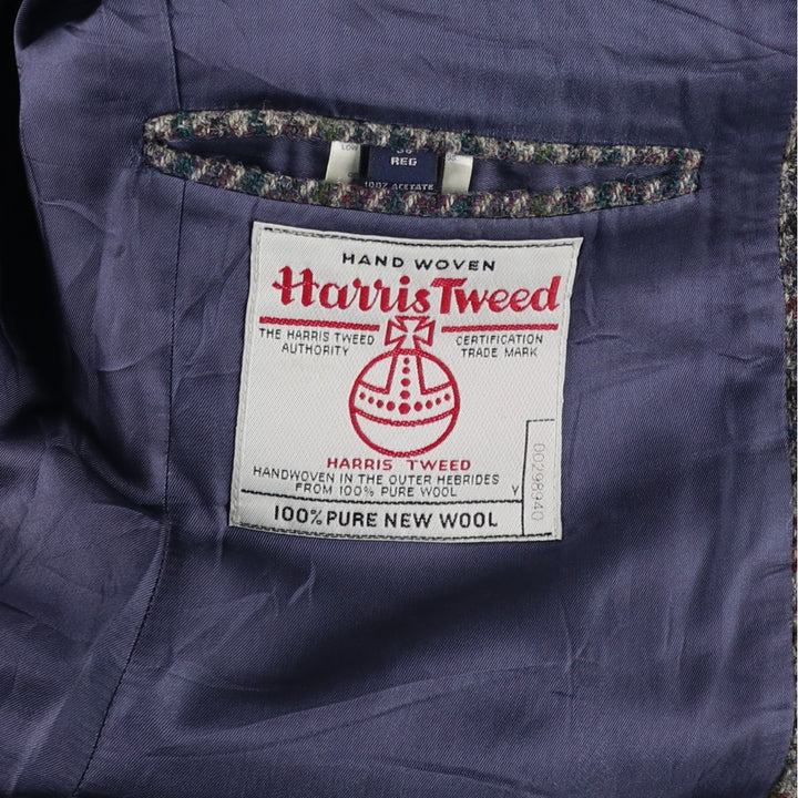 LANDS' END Harris Tweed Check Pattern Houndstooth Pattern Wool Tailored Jacket, Men's Size Medium wool gray type Vintage Second Hand