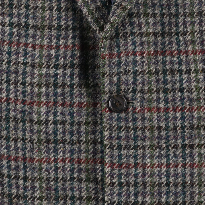 LANDS' END Harris Tweed Check Pattern Houndstooth Pattern Wool Tailored Jacket, Men's Size Medium wool gray type Vintage Second Hand