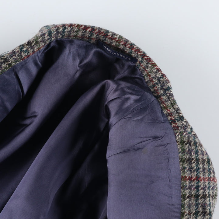 LANDS' END Harris Tweed Check Pattern Houndstooth Pattern Wool Tailored Jacket, Men's Size Medium wool gray type Vintage Second Hand