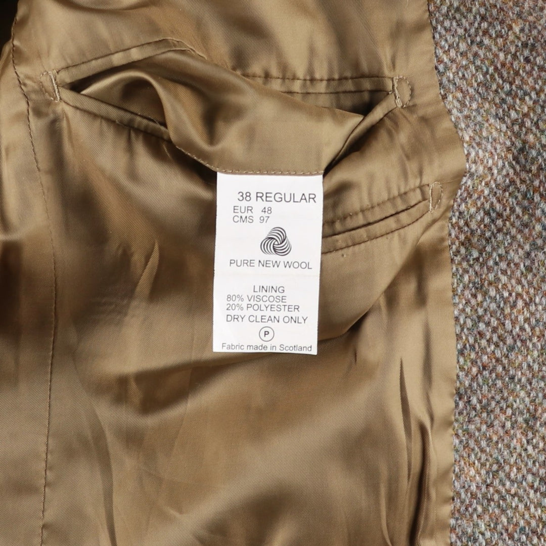 Harris Tweed wool tailored jacket, men's size M wool Beige type Vintage Second Hand