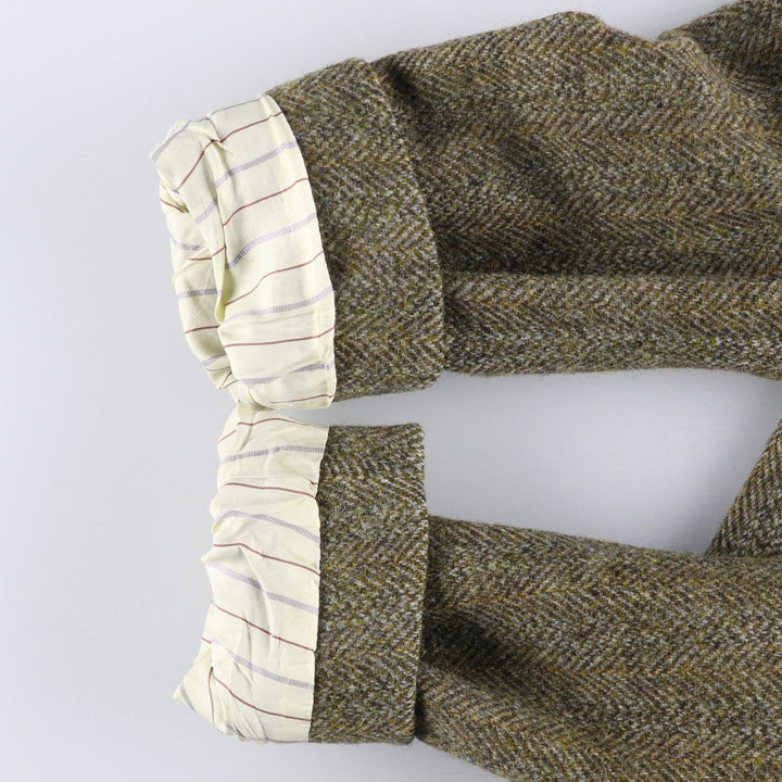 St. Michael Harris Tweed Herringbone Wool Tailored Jacket, Made in England, Men's Size Medium wool Khaki type Vintage Second Hand