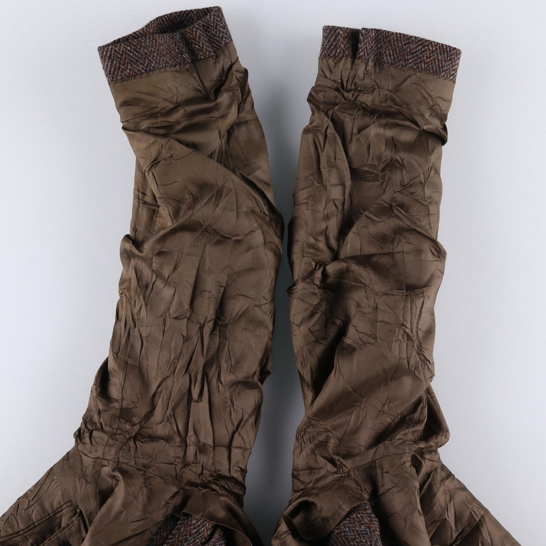 80s-90'S middishade clothes Harris Tweed herringbone wool tailored jacket, made in USA, men's size L wool red type reddish brown Vintage Second Hand