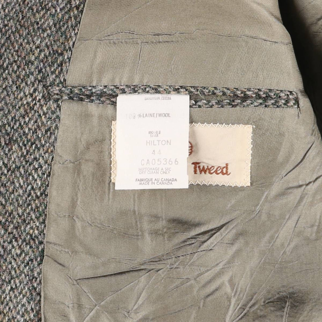 Harris Tweed wool tailored jacket, made in Canada, men's size L wool green type yellow green Vintage Second Hand