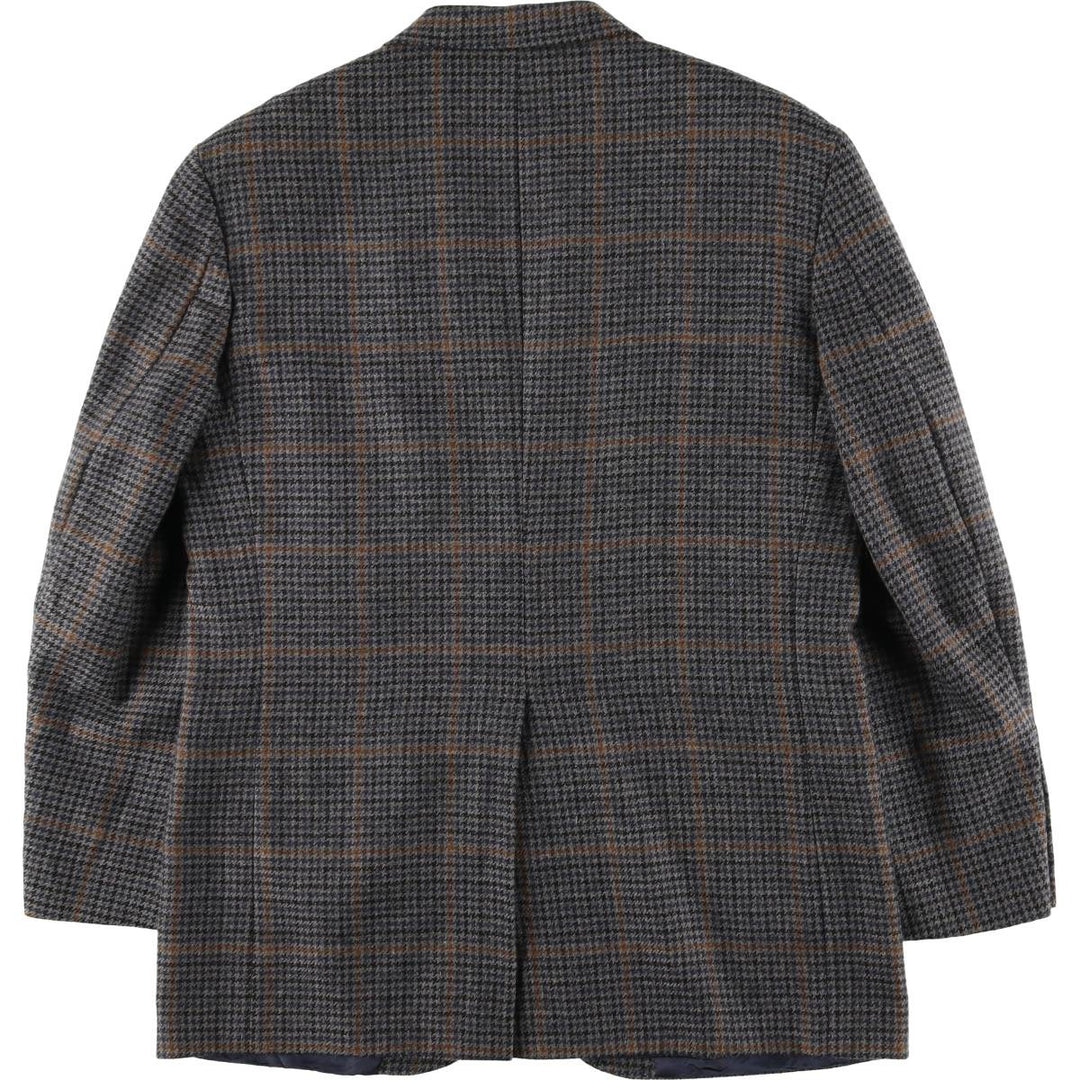 90'S LANDS' END Check Pattern Alpaca Blend Wool Tailored Jacket, Made in USA, Men's Size M wool blue type Vintage Second Hand