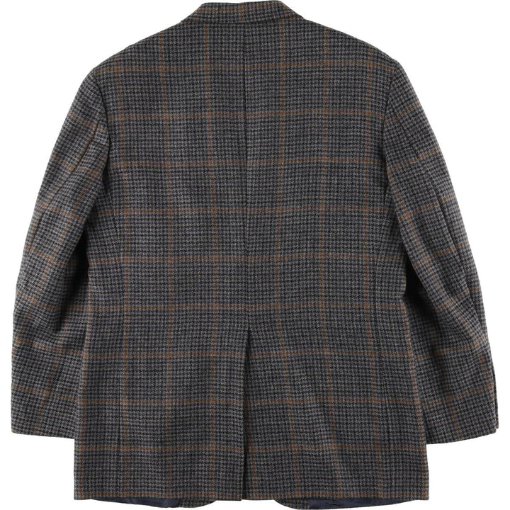 90'S LANDS' END Check Pattern Alpaca Blend Wool Tailored Jacket, Made in USA, Men's Size M wool blue type Vintage Second Hand