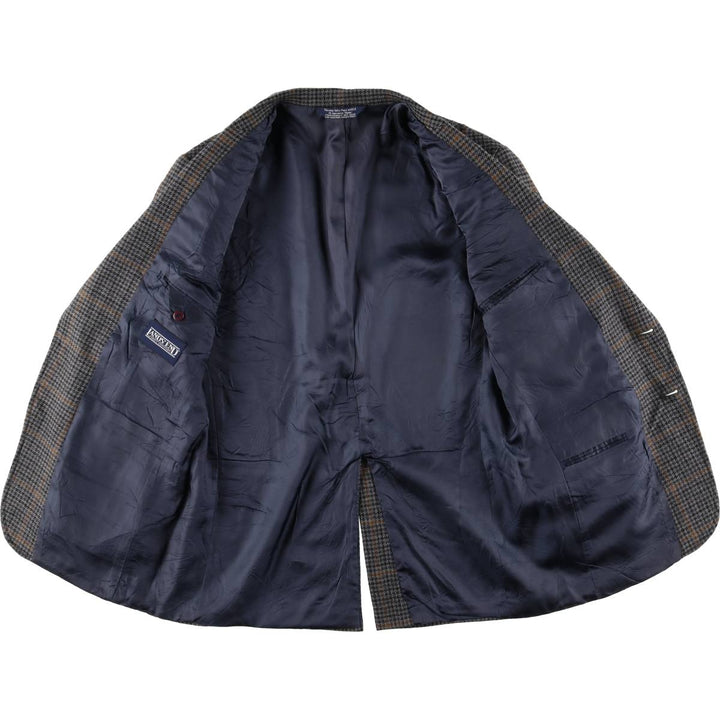 90'S LANDS' END Check Pattern Alpaca Blend Wool Tailored Jacket, Made in USA, Men's Size M wool blue type Vintage Second Hand