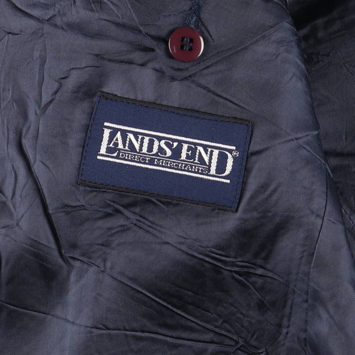 90'S LANDS' END Check Pattern Alpaca Blend Wool Tailored Jacket, Made in USA, Men's Size M wool blue type Vintage Second Hand