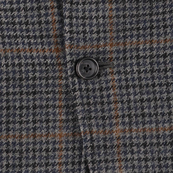 90'S LANDS' END Check Pattern Alpaca Blend Wool Tailored Jacket, Made in USA, Men's Size M wool blue type Vintage Second Hand