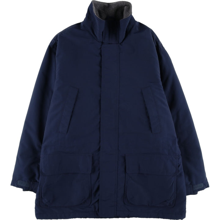 80s-90'S LANDS' END padded puffer jacket, men's size L Nylon navy blue type Vintage Second Hand