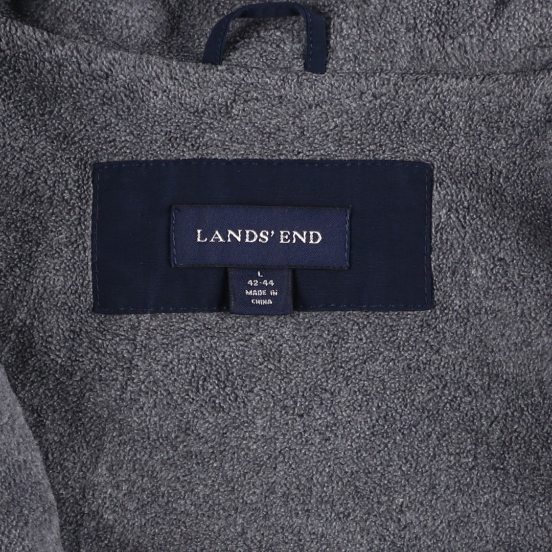 2000'S Lands' End padded puffer jacket, men's size L Nylon navy blue type Vintage Second Hand