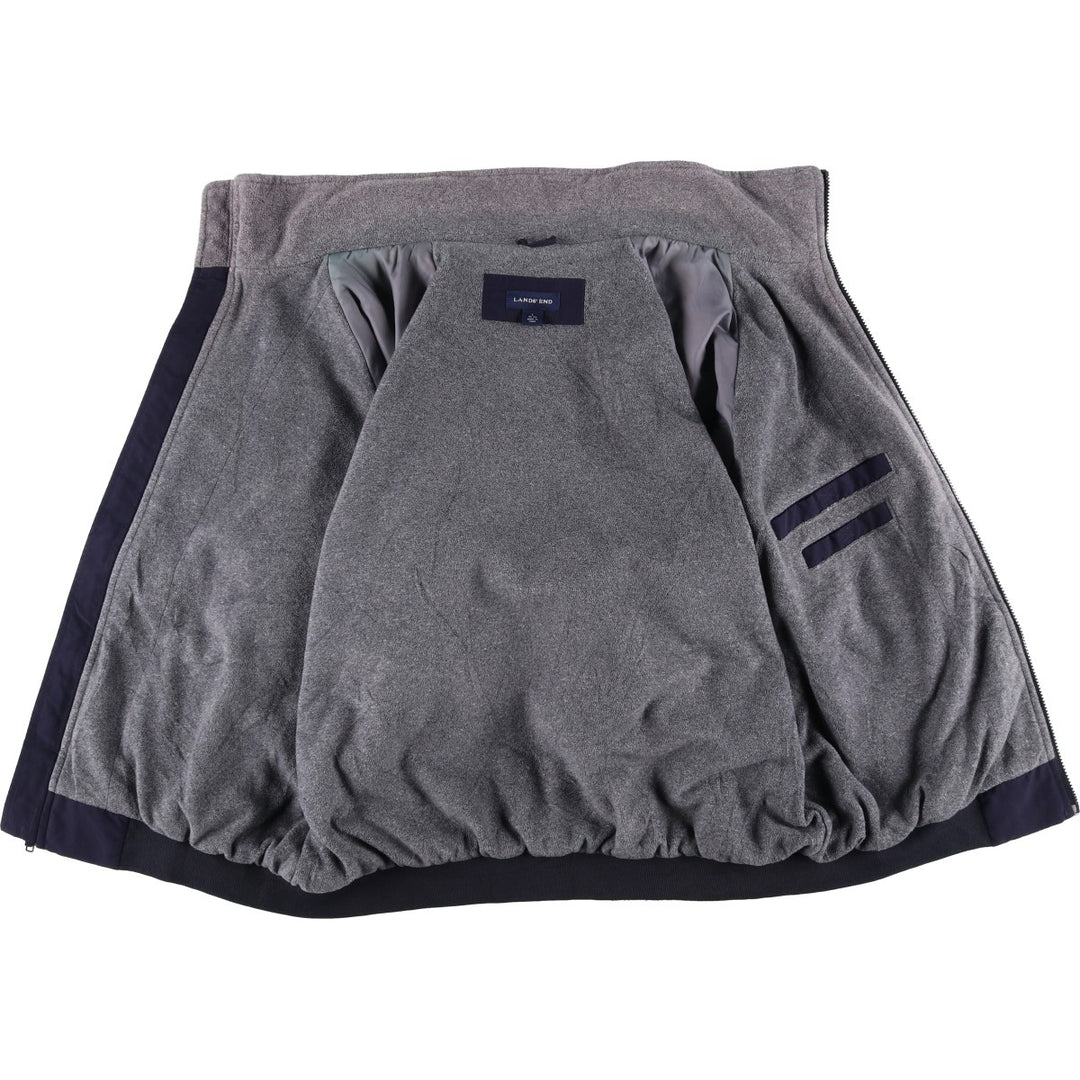 2000'S Lands' End padded puffer jacket, men's size L Nylon navy blue type Vintage Second Hand