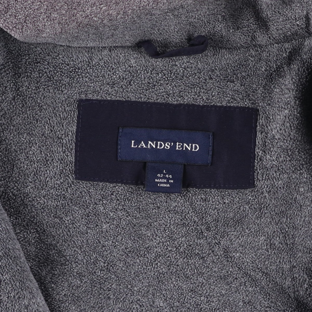 2000'S Lands' End padded puffer jacket, men's size L Nylon navy blue type Vintage Second Hand
