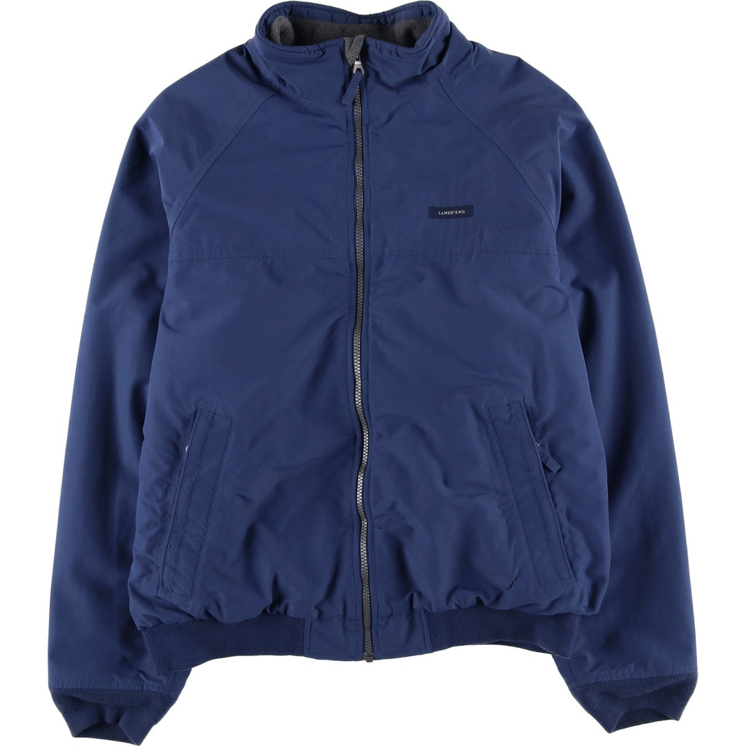 LANDS' END Men's Padded Puffer Jacket (Size M) Nylon navy blue type Vintage Second Hand