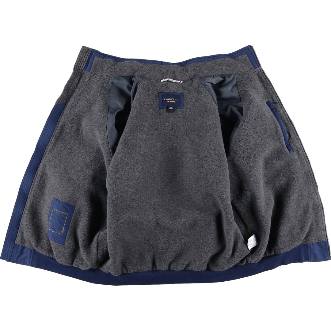 LANDS' END Men's Padded Puffer Jacket (Size M) Nylon navy blue type Vintage Second Hand