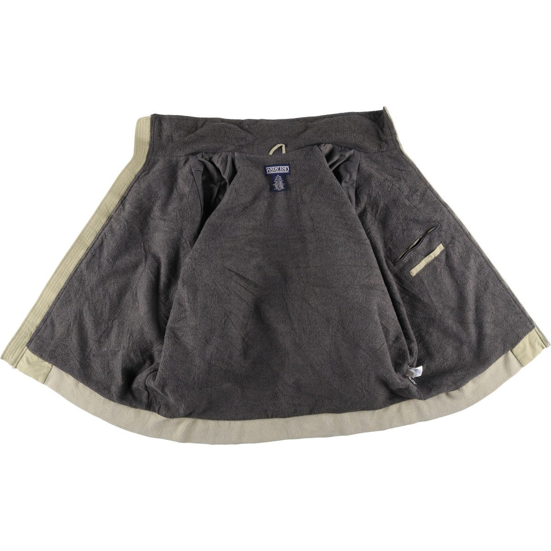 80s-90'S Lands' End Padded Puffer Jacket, Men's Size XL Nylon Beige type Vintage Second Hand