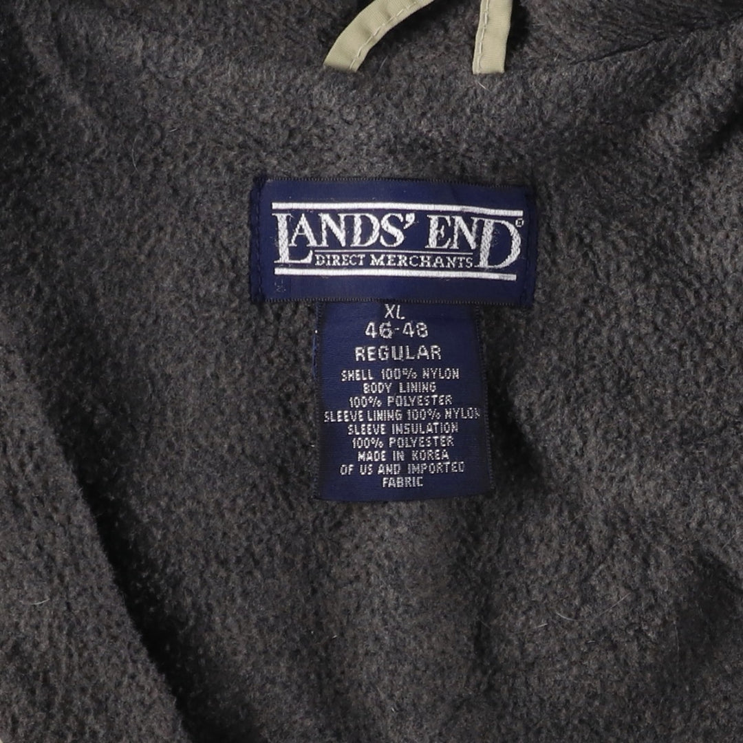 80s-90'S Lands' End Padded Puffer Jacket, Men's Size XL Nylon Beige type Vintage Second Hand