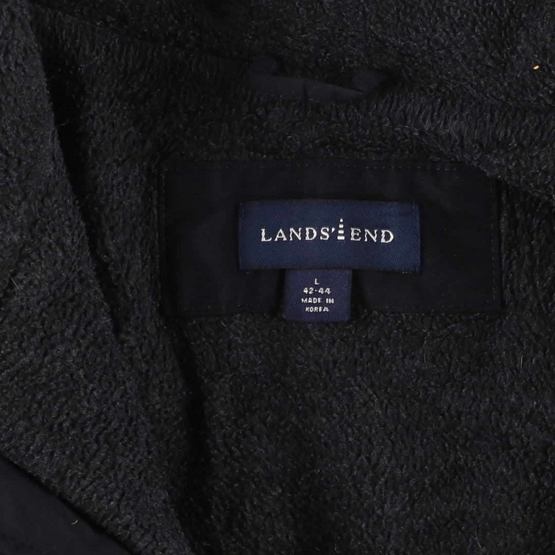 2000'S Lands' End padded puffer jacket, men's size L Nylon black type Vintage Second Hand