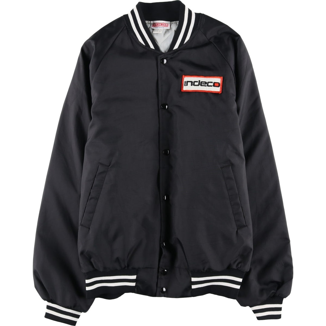 Vintage 90'S Hartwell Varsity Jacket, Padded, Made in USA, Size M, Men's Nylon black type Vintage Second Hand