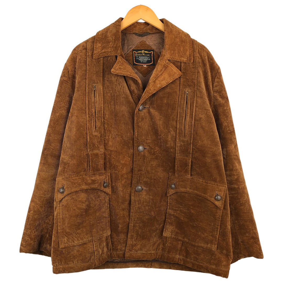 THE Golden Warrior Men's Vintage Padded Corduroy Jacket, Size XL cotton brown type Vintage Second Hand