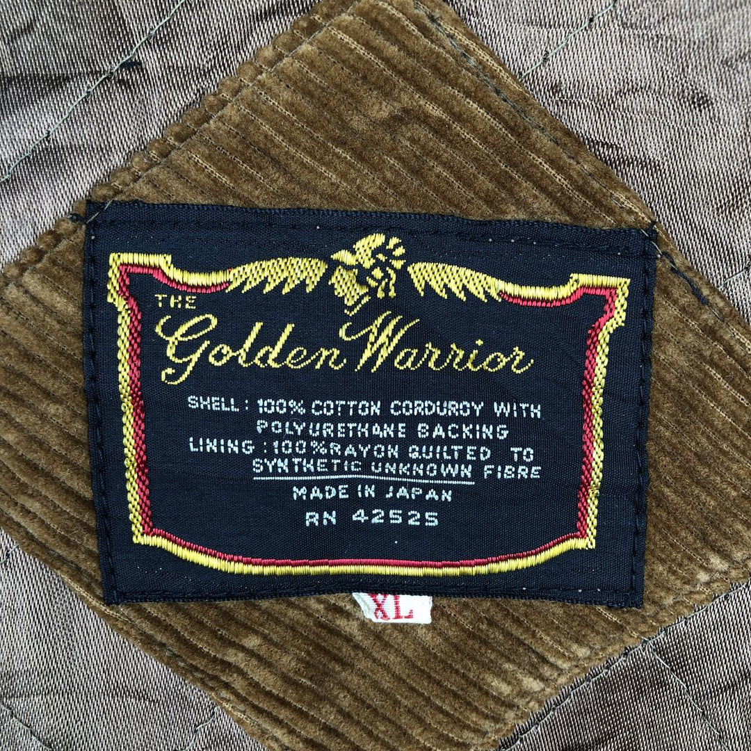 THE Golden Warrior Men's Vintage Padded Corduroy Jacket, Size XL cotton brown type Vintage Second Hand