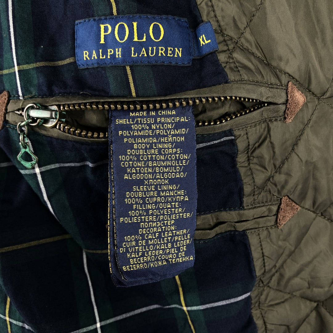 Ralph Lauren POLO RALPH LAUREN quilted puffer jacket, men's size XL Nylon Khaki type Vintage Second Hand