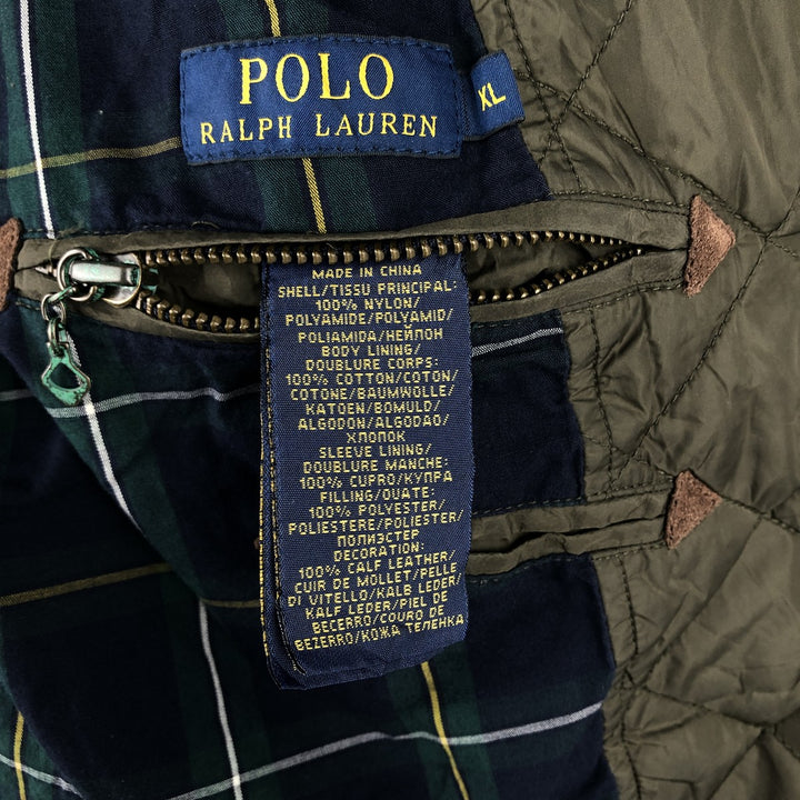 Ralph Lauren POLO RALPH LAUREN quilted puffer jacket, men's size XL Nylon Khaki type Vintage Second Hand