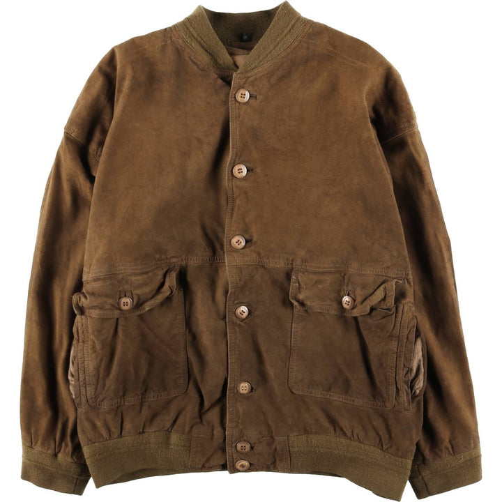 Vintage suede leather blouson, men's size XL Genuine Leather Suede Leather brown type Vintage Second Hand