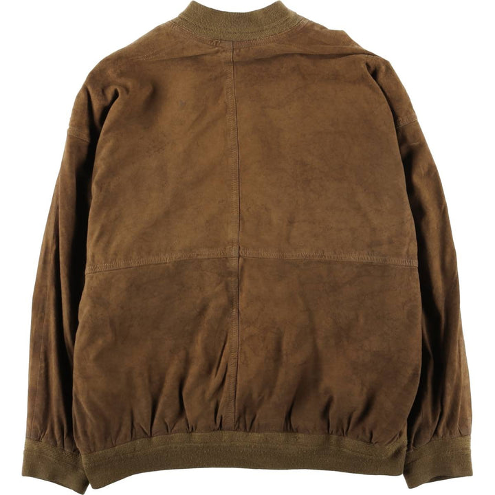 Vintage suede leather blouson, men's size XL Genuine Leather Suede Leather brown type Vintage Second Hand