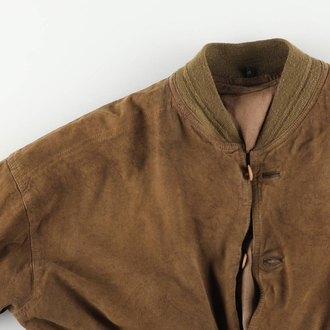 Vintage suede leather blouson, men's size XL Genuine Leather Suede Leather brown type Vintage Second Hand